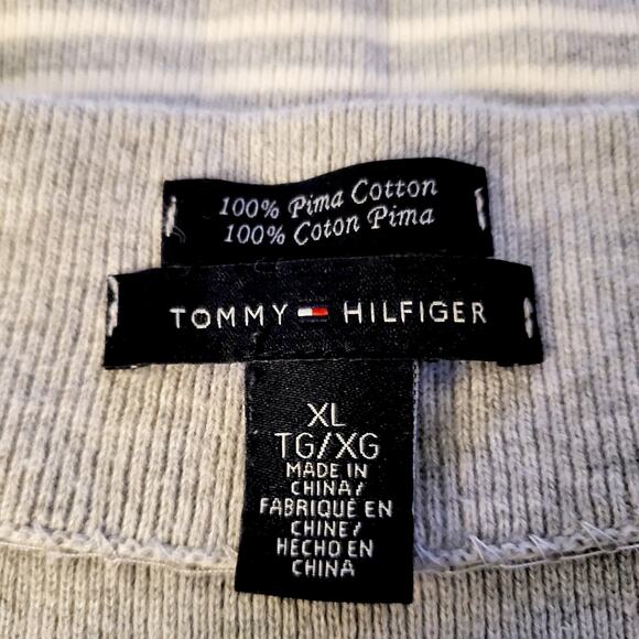 Tommy Hilfiger 100% Pima Cotton Blue & Gray Horizontal Striped Sweater Size XL - Picture 4 of 5